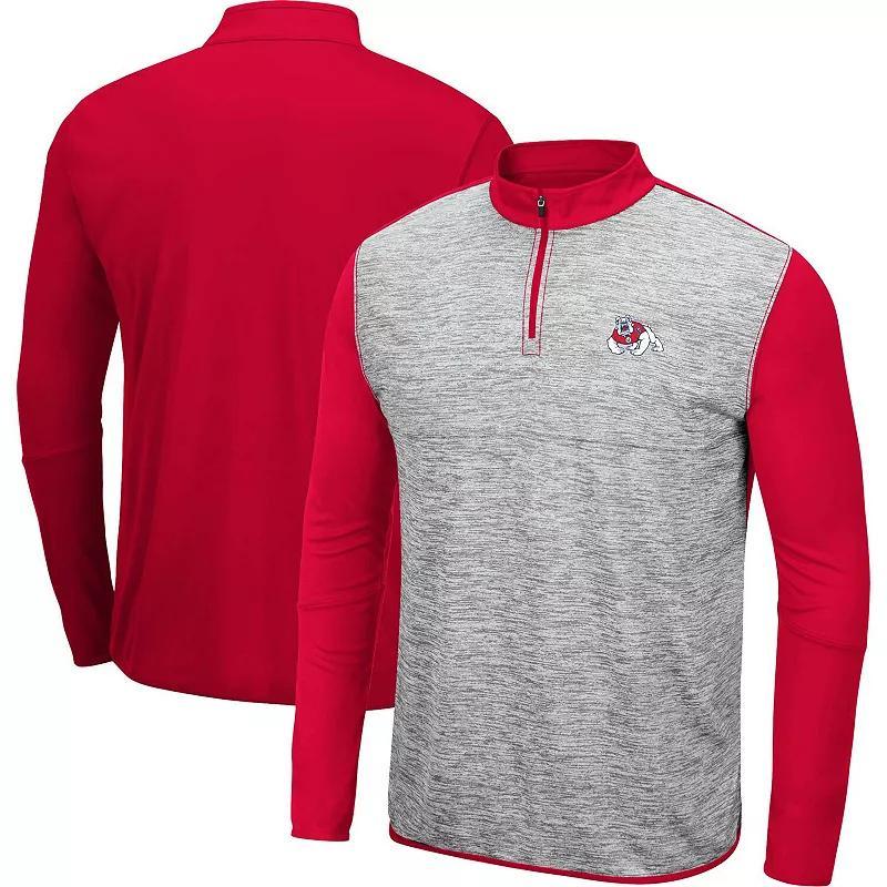 Mens Colosseum Heather Gray/Red Fresno State Bulldogs Prospect Quarter-Zip Jacket Product Image