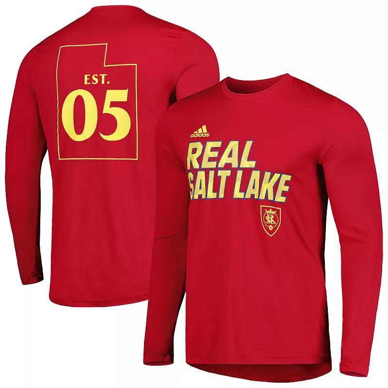 Mens adidas Red Real Salt Lake Jersey Hook AEROREADY Long Sleeve T-Shirt Product Image