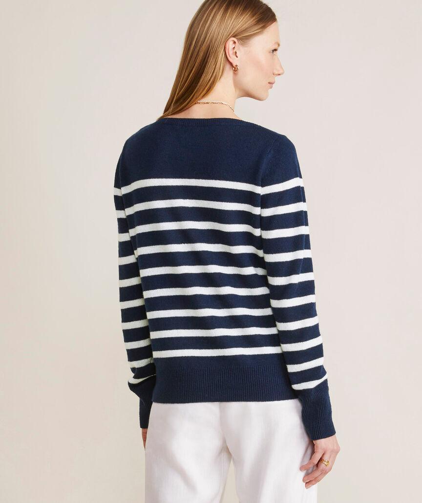 Linen Cashmere Striped Boatneck Sweater Product Image