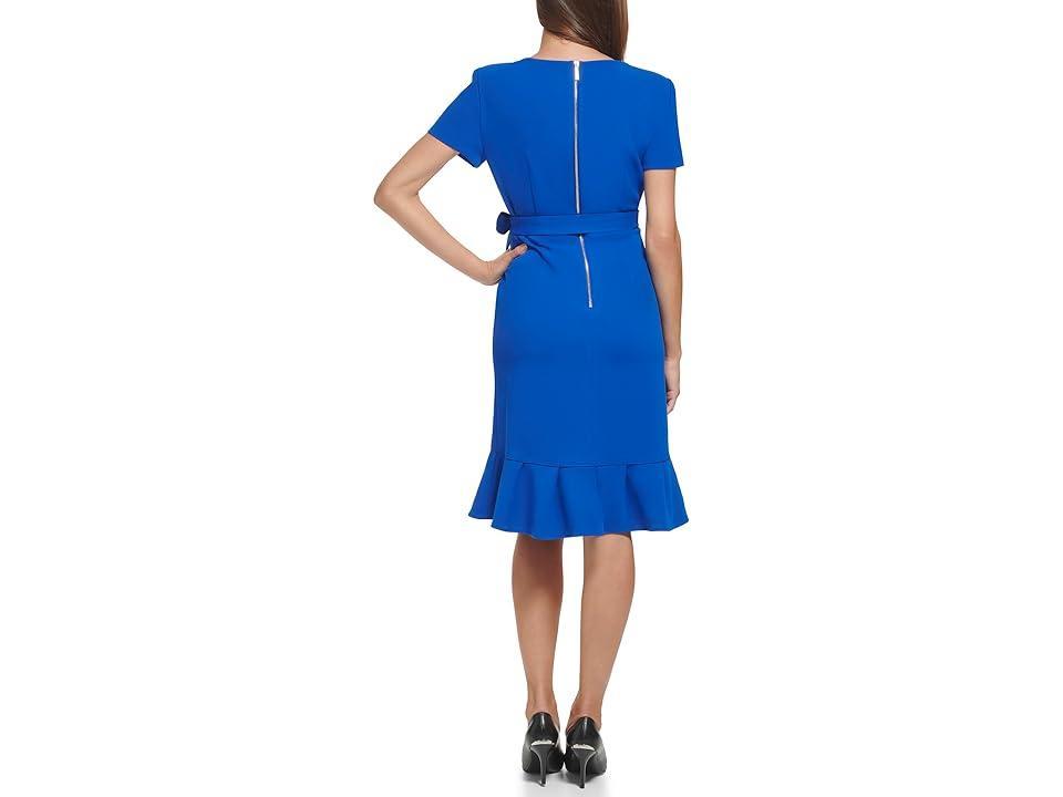 Calvin Klein Short Sleeve Ruffle Wrap Dress (Regatta) Women's Dress Product Image