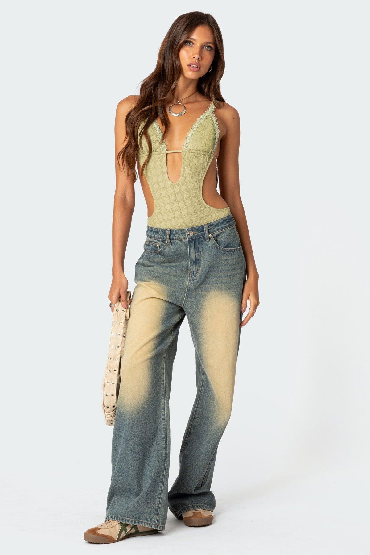 Textured Cut Out Bodysuit Product Image