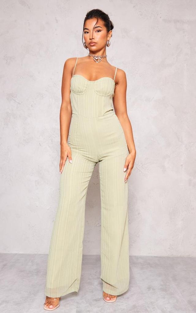 Sage Striped Underwired Wide Leg Jumpsuit Product Image