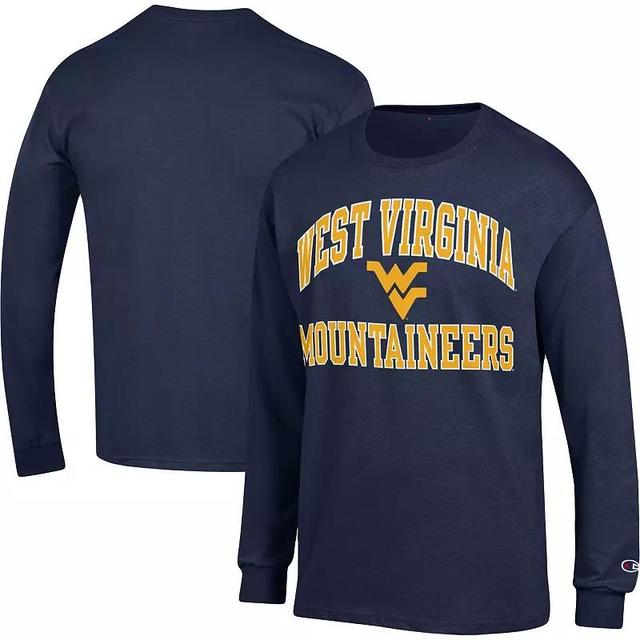 Mens Champion West Virginia Mountaineers High Motor Long Sleeve T-Shirt Blue Product Image