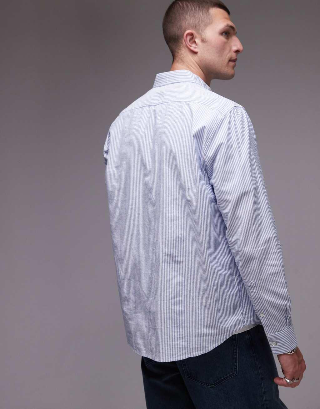 ARKET oxford shirt in blue and white stripe Product Image