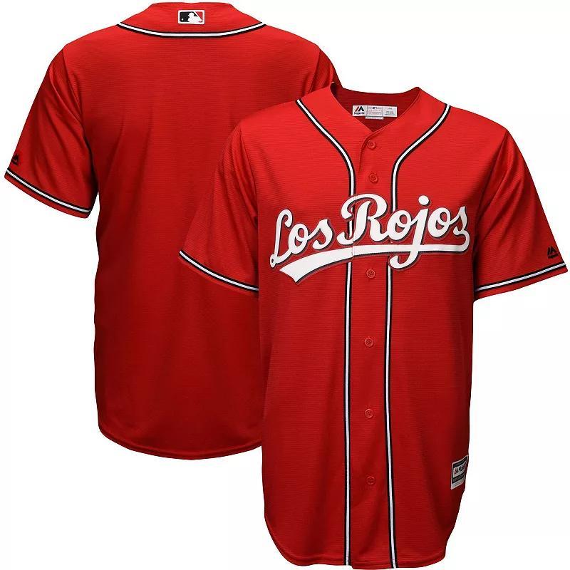 Mens Majestic Scarlet Cincinnati Reds Alternate Los Rojos Cool Base Jersey Product Image