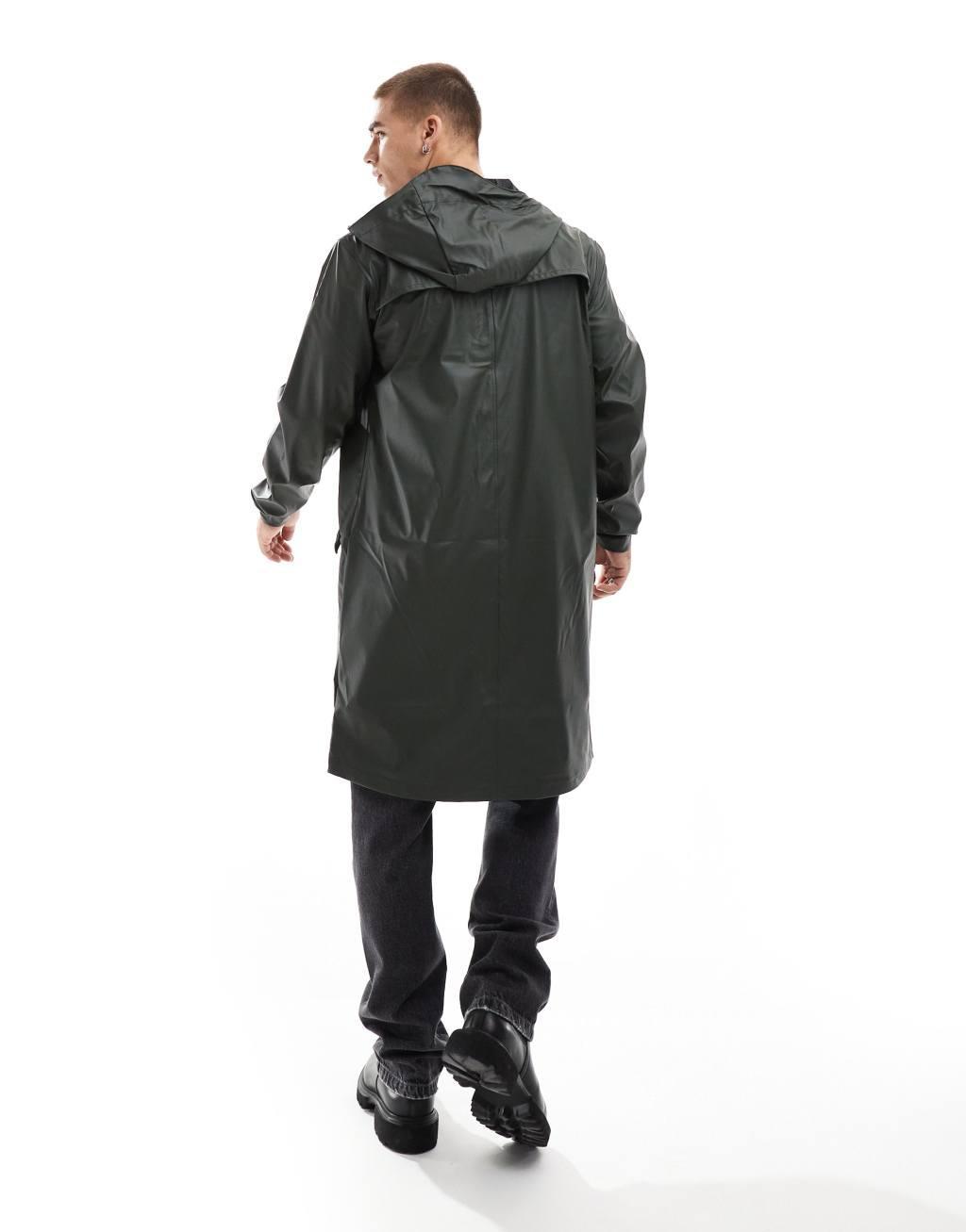 Jack & Jones rubberized raincoat in khaki Product Image