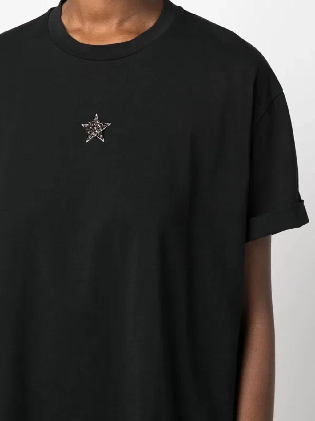 Mini Star Embroidery T-shirt In Black Product Image