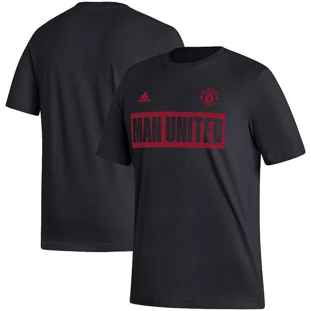 Mens adidas Black Manchester United Culture Bar T-shirt Product Image