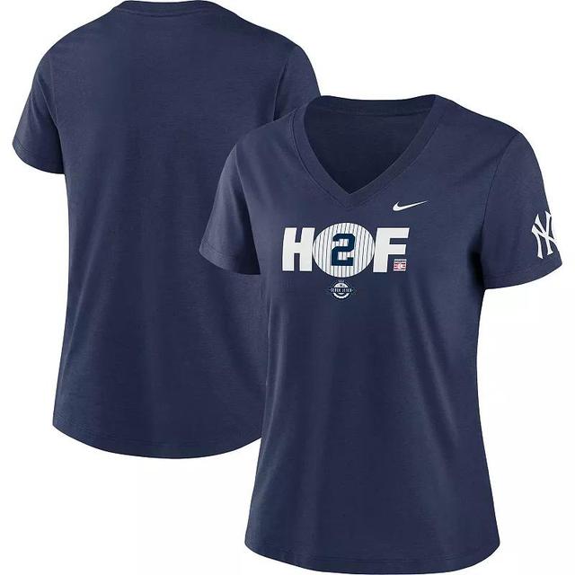 Womens Nike Derek Jeter New York Yankees HOF2 Tri-Blend V-Neck T-Shirt Blue Product Image