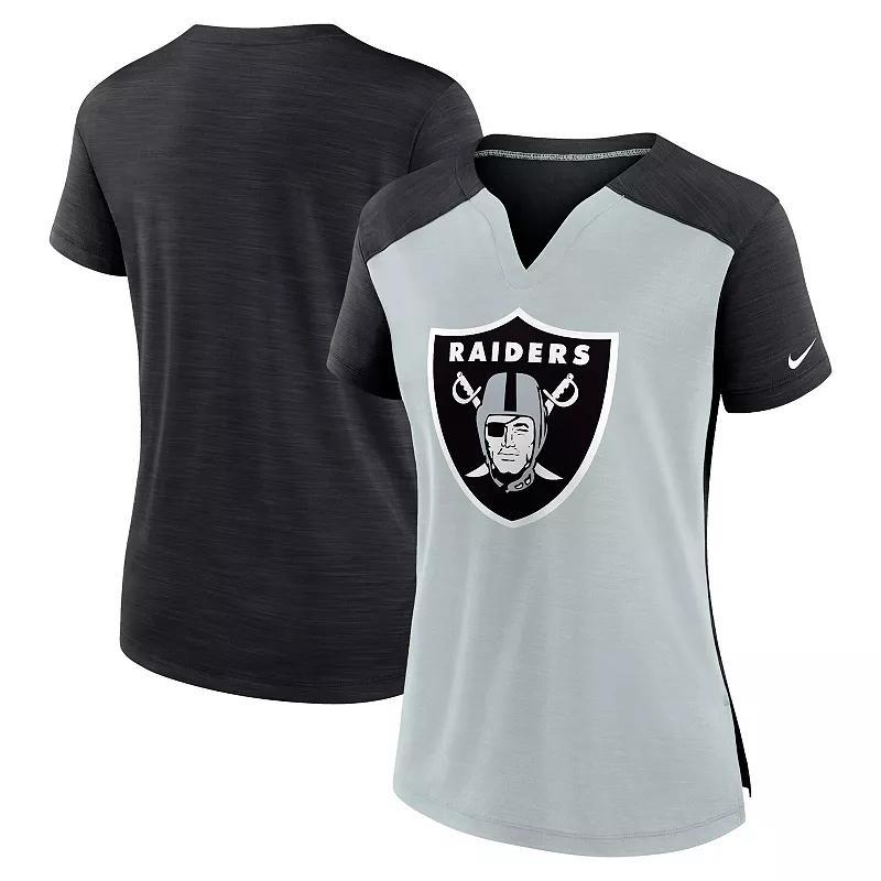 Womens Nike Silver/Black Las Vegas Raiders Impact Exceed Performance Notch Neck T-Shirt Product Image