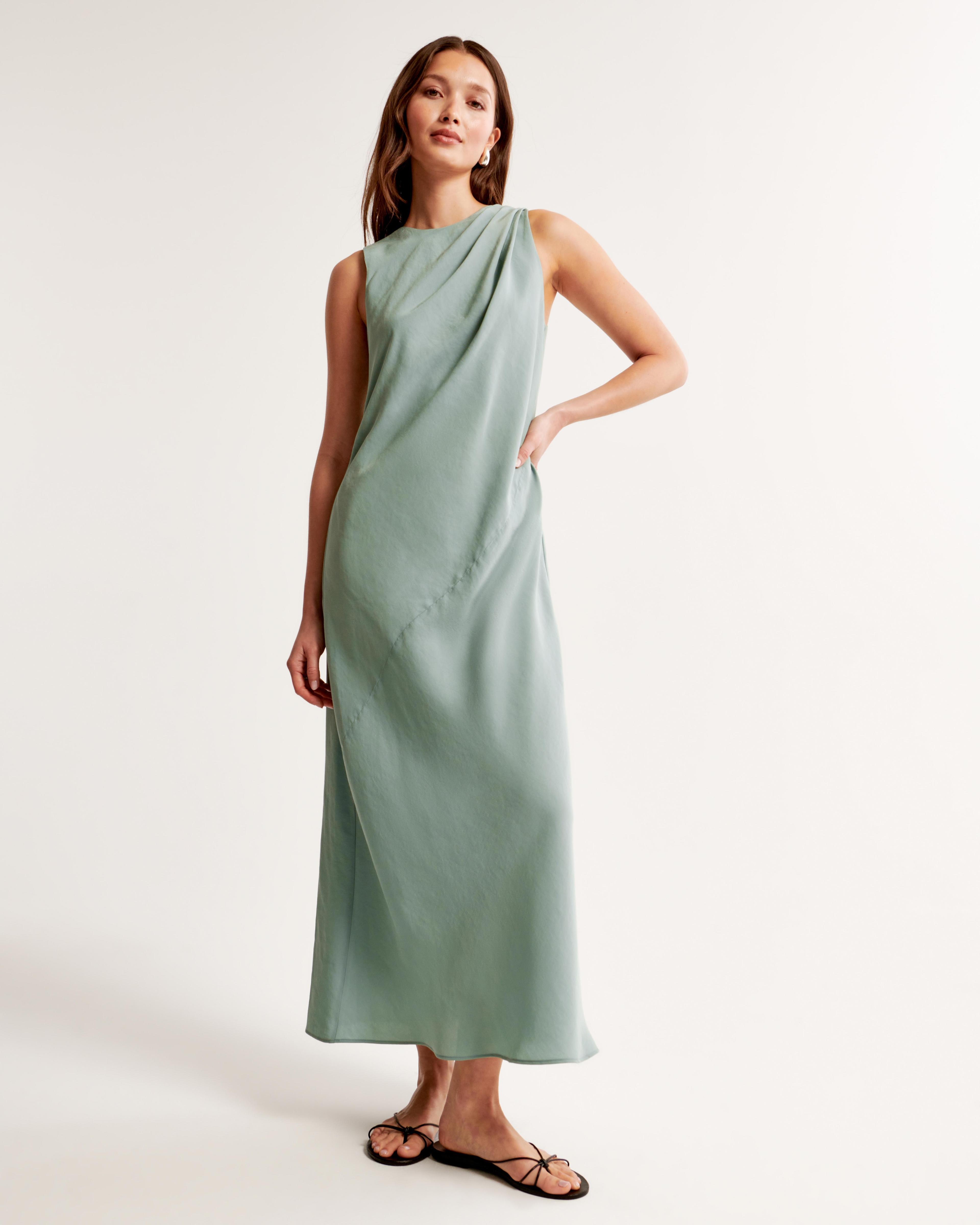 High-Neck Column Midi Dress Product Image