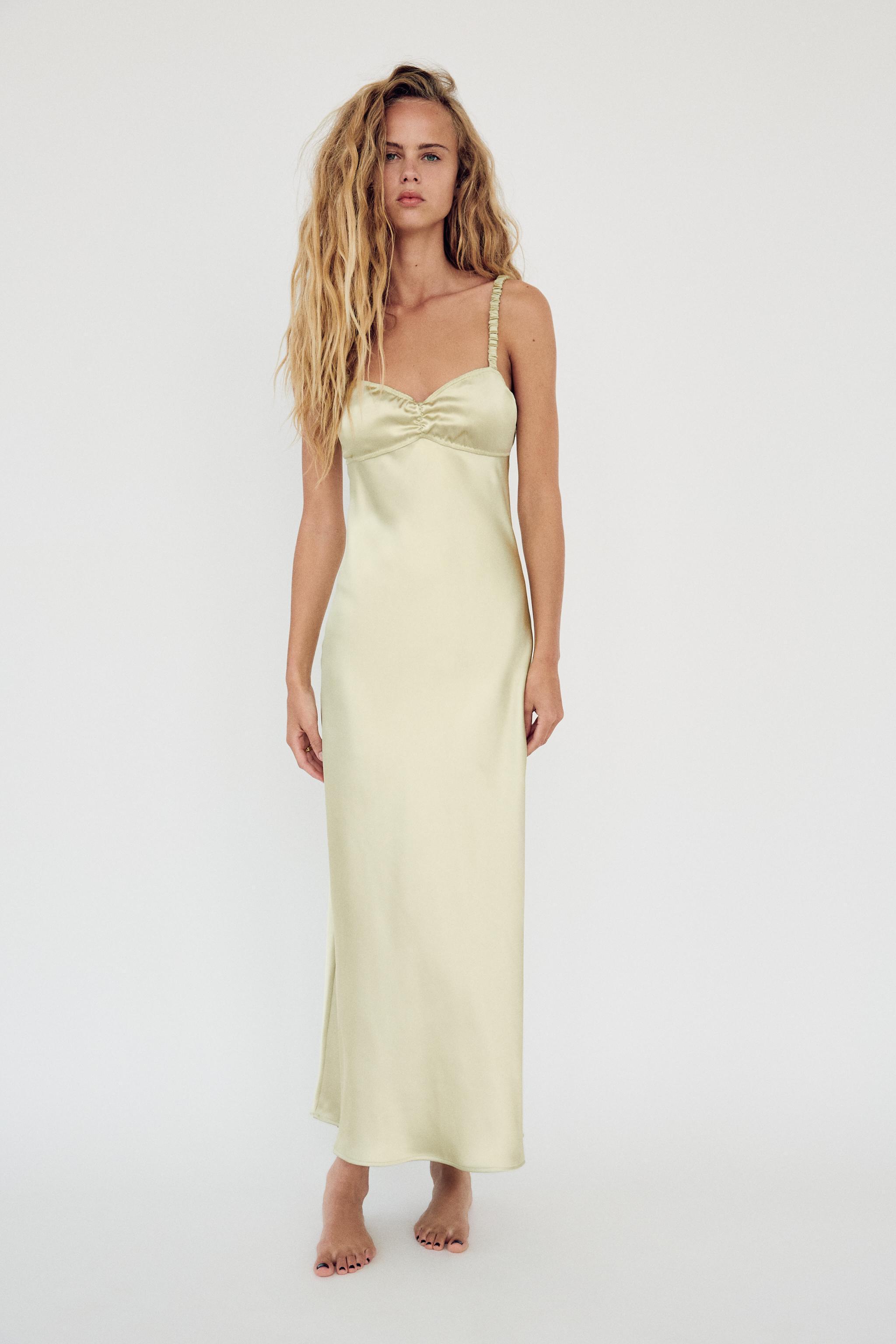 SATIN EFFECT MIDI SLIP DRESS Product Image