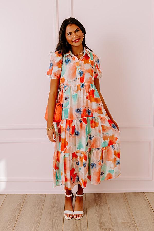 Graceful Moment Floral Midi in Coral Product Image