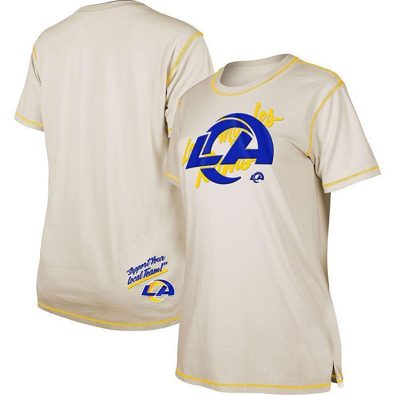 Womens New Era Cream Los Angeles Rams Split T-Shirt Product Image