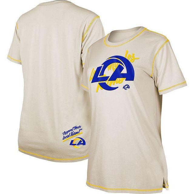 Womens New Era Cream Los Angeles Rams Split T-Shirt Product Image