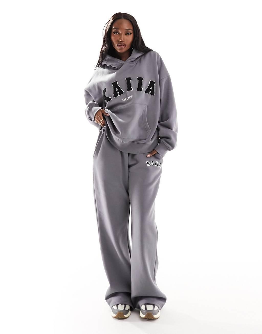 Kaiia logo wide leg sweatpants in gray - part of a set Product Image