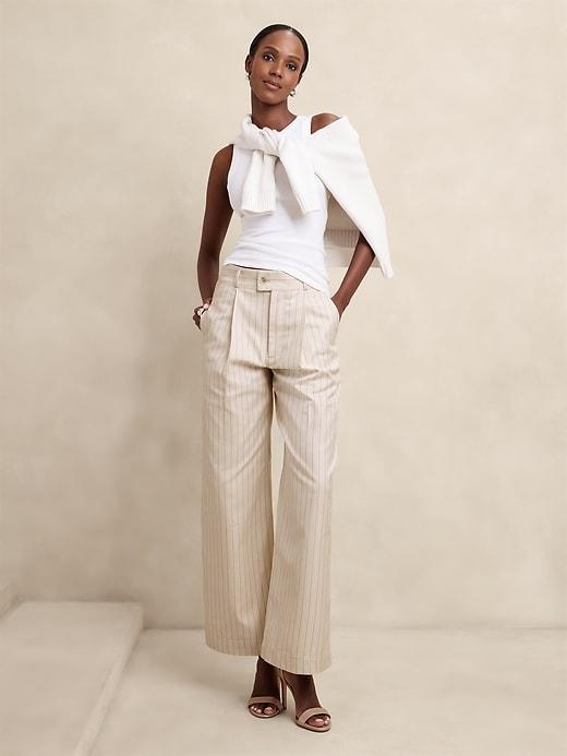 Twill High-Rise Wide-Leg Pant Product Image