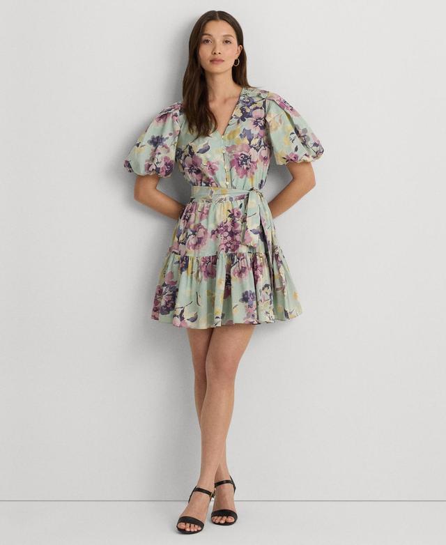 Lauren Ralph Lauren Womens Floral Cotton Voile Puff-Sleeve Dress Product Image