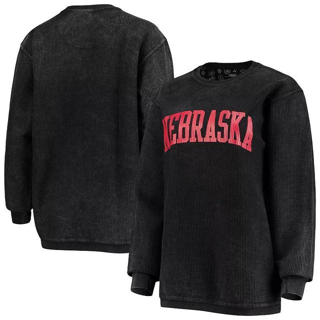 Womens Pressbox Nebraska Huskers Comfy Cord Vintage Wash Basic Arch Pullover Sweatshirt Product Image