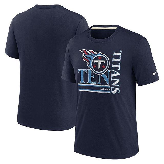 Mens Nike Navy Tennessee Titans Wordmark Logo Tri-Blend T-shirt Product Image