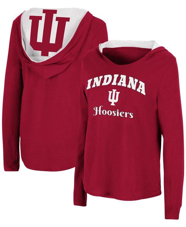 Womens Colosseum Crimson Indiana Hoosiers Catalina Hoodie Long Sleeve T-Shirt Product Image