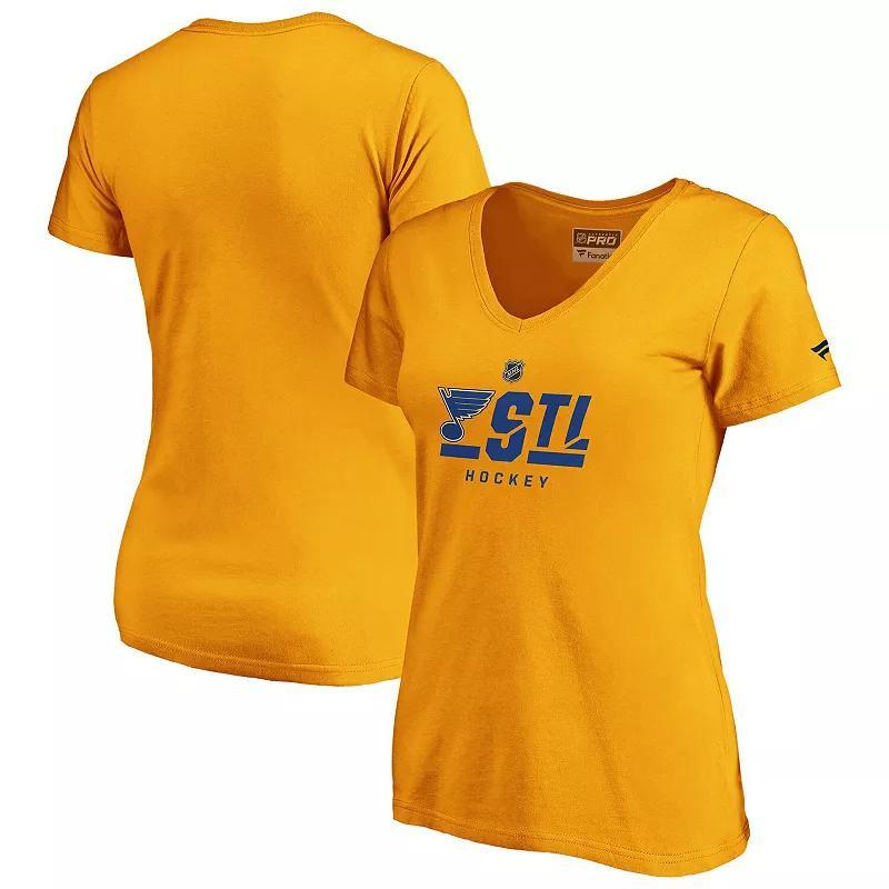 Womens Fanatics Branded St. Louis Blues Authentic Pro Secondary Logo V-Neck T-Shirt Product Image