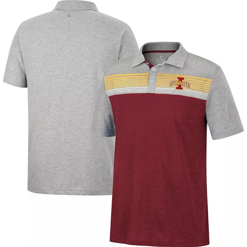 Mens Colosseum Cardinal/Heathered Gray Iowa State Cyclones Caddie Polo Product Image