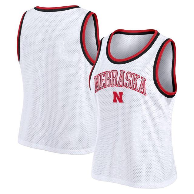 NCAA Nebraska Cornhuskers Womens White Mesh Tank Top Product Image