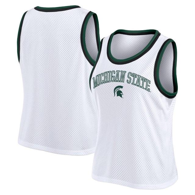 NCAA Michigan State Spartans Womens White Mesh Tank Top Product Image