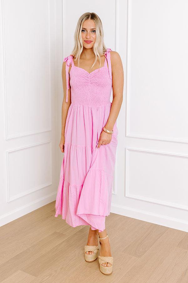 Tucson Stroll Smocked Midi in Pink Product Image