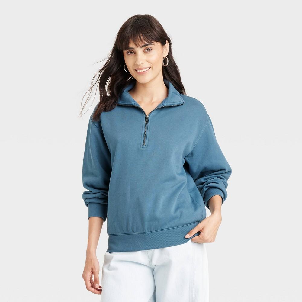 Womens Leisure Studio Quarter Zip Pullover - Universal Thread Blue XS Product Image