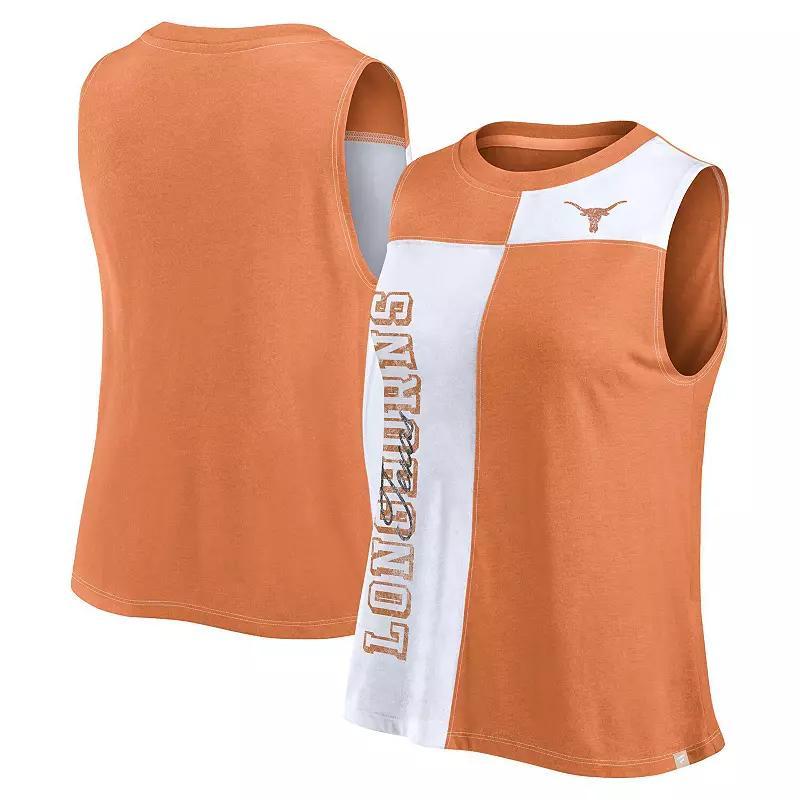 Womens Fanatics Texas Orange/White Texas Longhorns Colorblock High Neck Tank Top Product Image