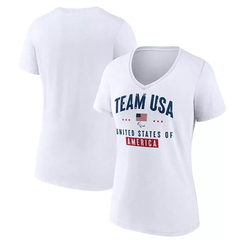 Womens Fanatics Branded White Team USA Paralympics Historic Freedom V-Neck T-Shirt Product Image