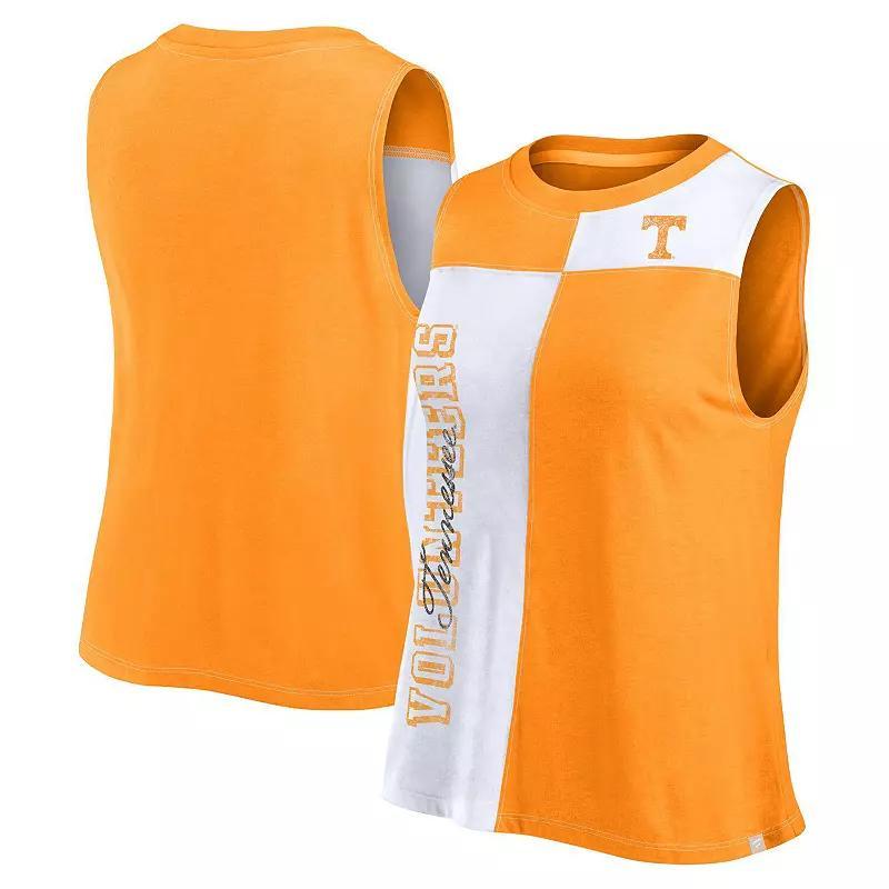 Fanatics Womens Orange Tennessee Volunteers Colorblock High Neck Tank Top - Tennessee Orange, White Product Image