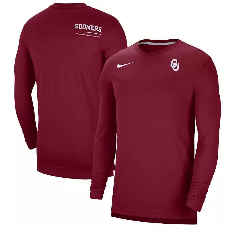 Mens Nike Crimson Oklahoma Sooners 2022 Coach Performance Long Sleeve V-Neck T-Shirt Product Image