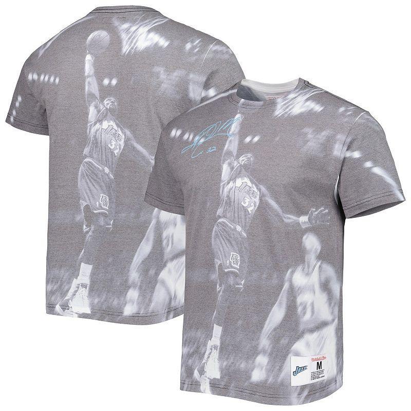 Mens Mitchell & Ness Karl Malone Heather Gray Utah Jazz Above The Rim T-Shirt Product Image