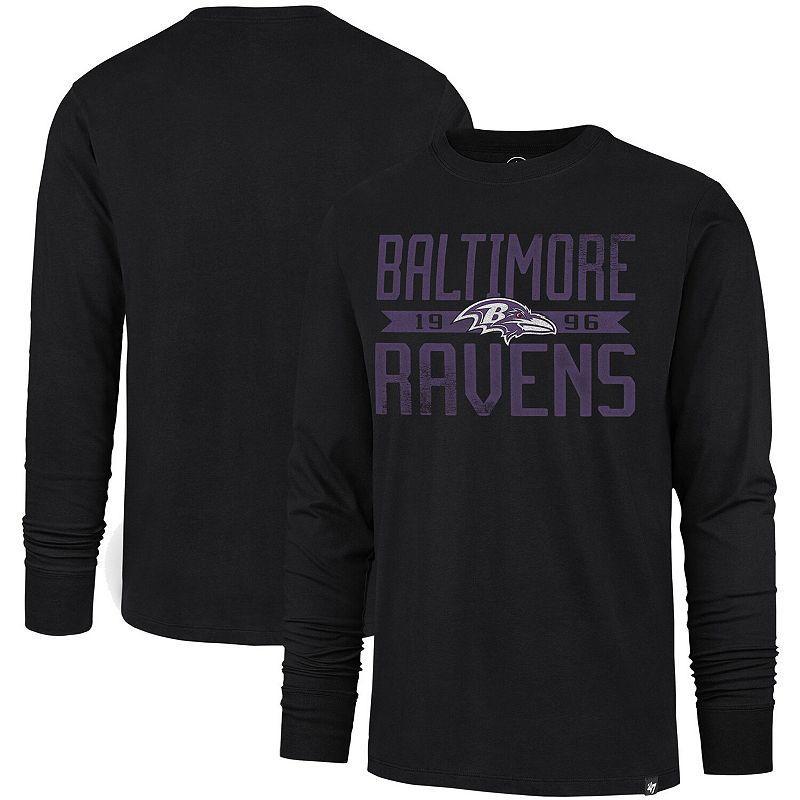 Mens 47 Brand Black Distressed Baltimore Ravens Brand Wide Out Franklin Long Sleeve T-shirt Product Image