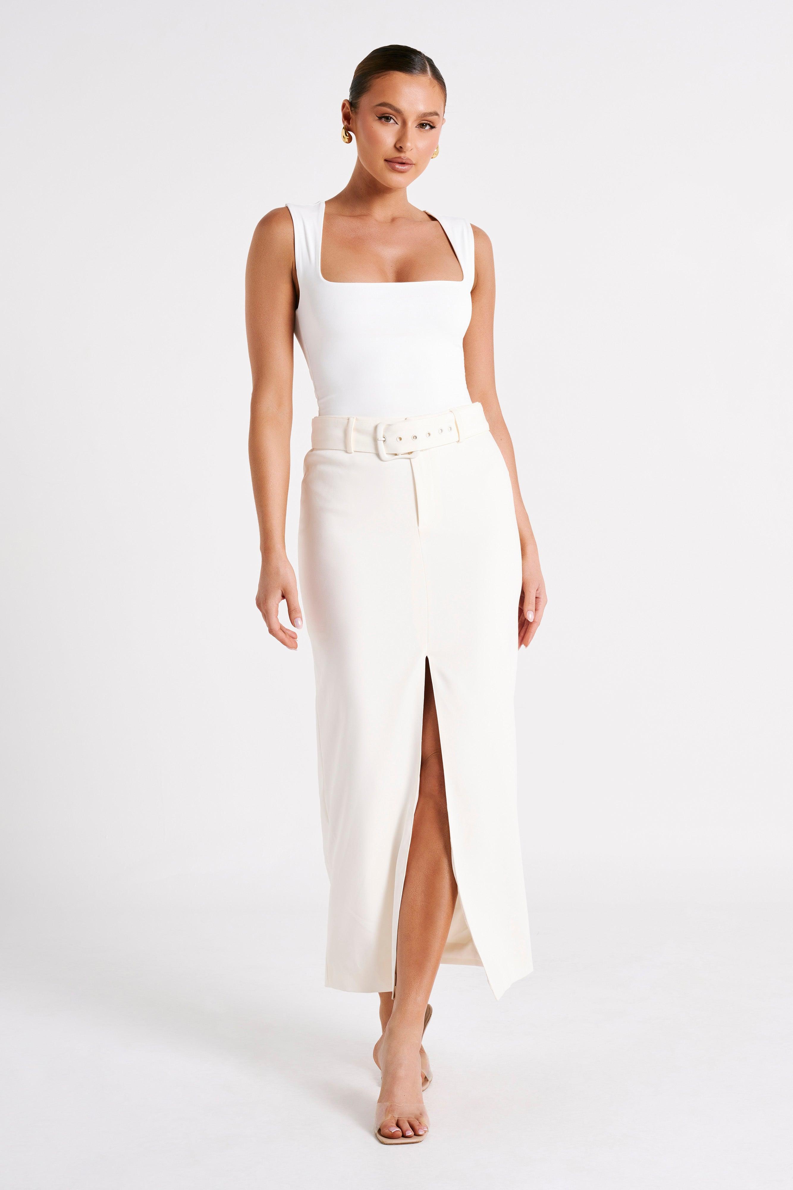 Daria Suiting Midi Skirt - Ivory Product Image