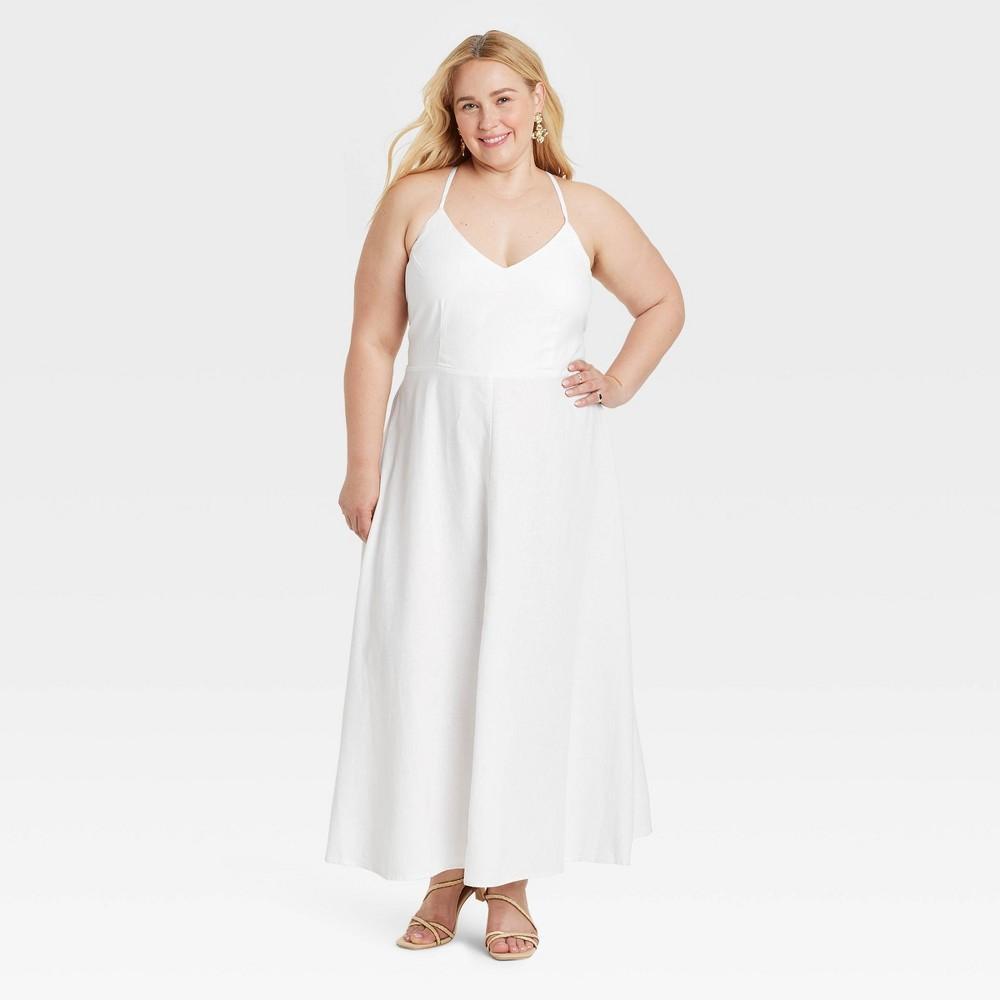 Womens Linen Ankle Sundress - A New Day White 3X Product Image