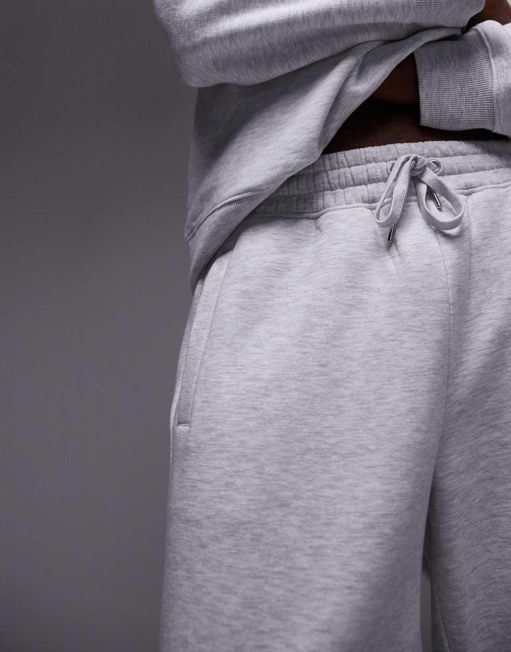 Topman oversized sweatshirt and straight leg sweatpants set in frost gray heather Product Image