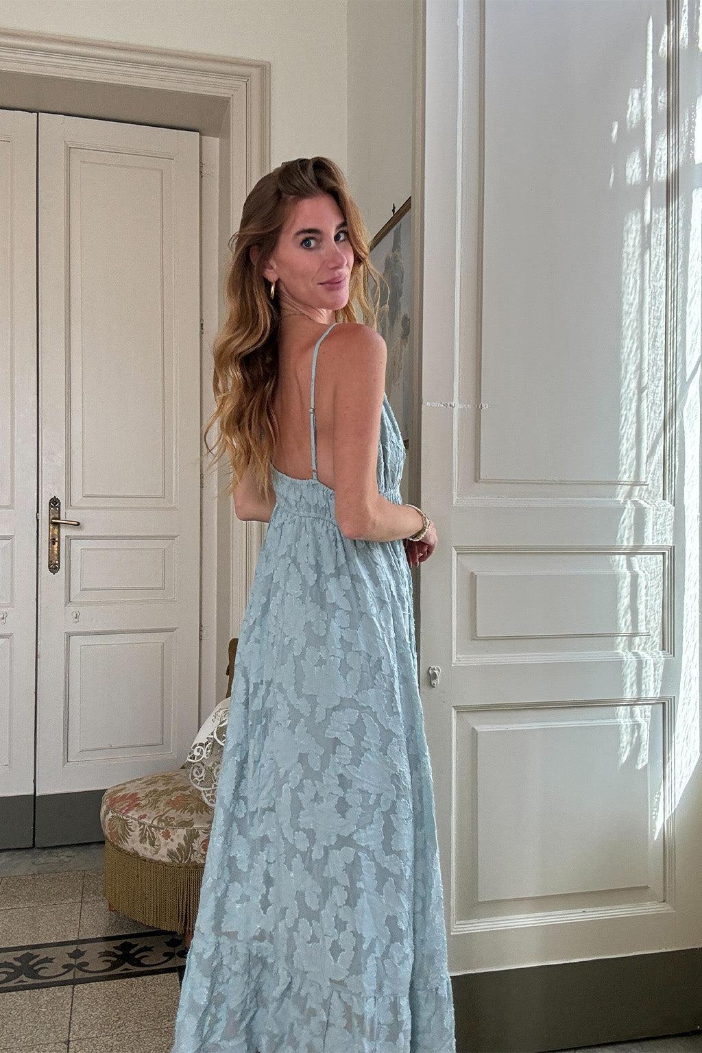 Clemente Blue Textured Maxi Dress Product Image