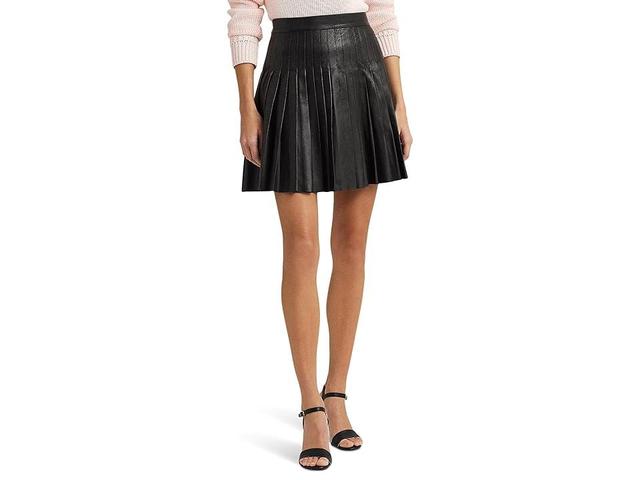 Lauren Ralph Lauren Pleated Stretch Leather Miniskirt Women's Skirt Product Image