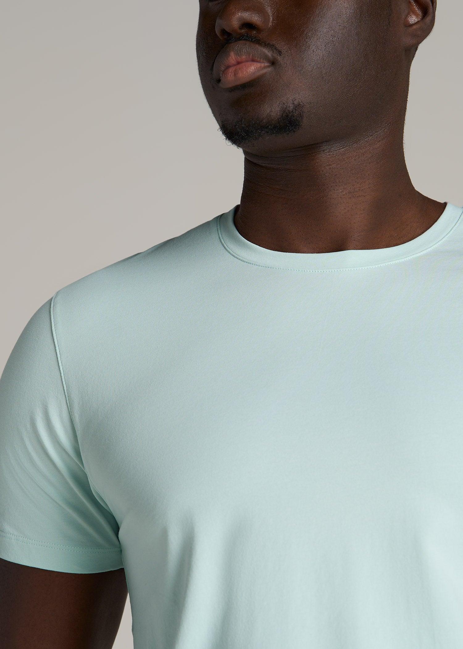 Stretch Cotton MODERN-FIT T-Shirt for Tall Men in Mint Male Product Image