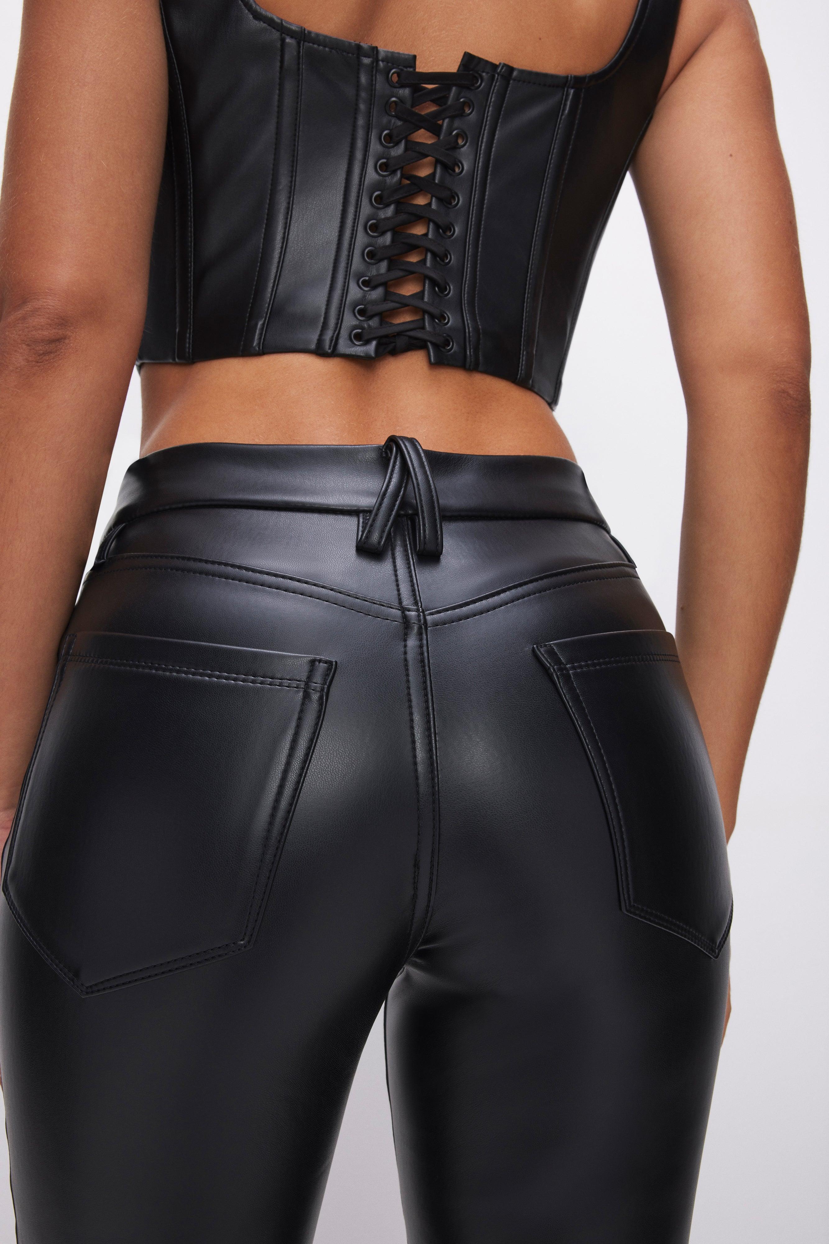 GOOD LEGS CROPPED MINI BOOT FAUX LEATHER PANTS | BLACK001 Product Image