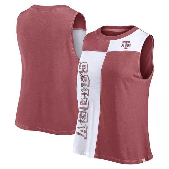 Womens Fanatics Maroon/White Texas A&M Aggies Colorblock High Neck Tank Top Product Image