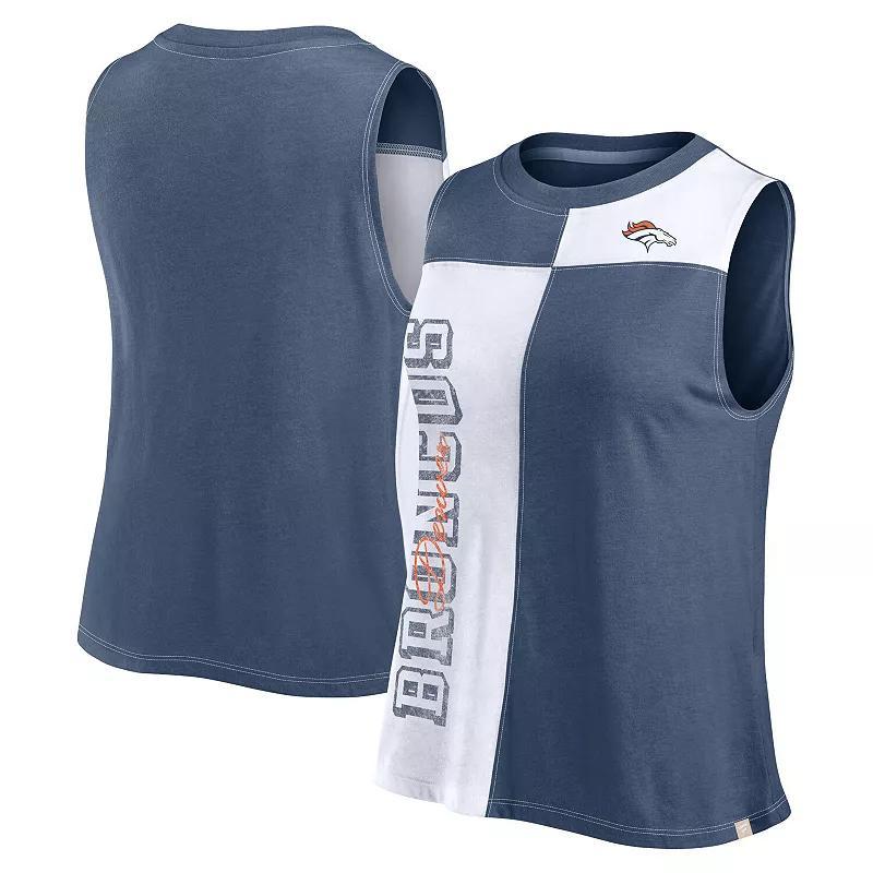 Womens Fanatics /White Denver Broncos Script Color Block Tank Top Blue Product Image