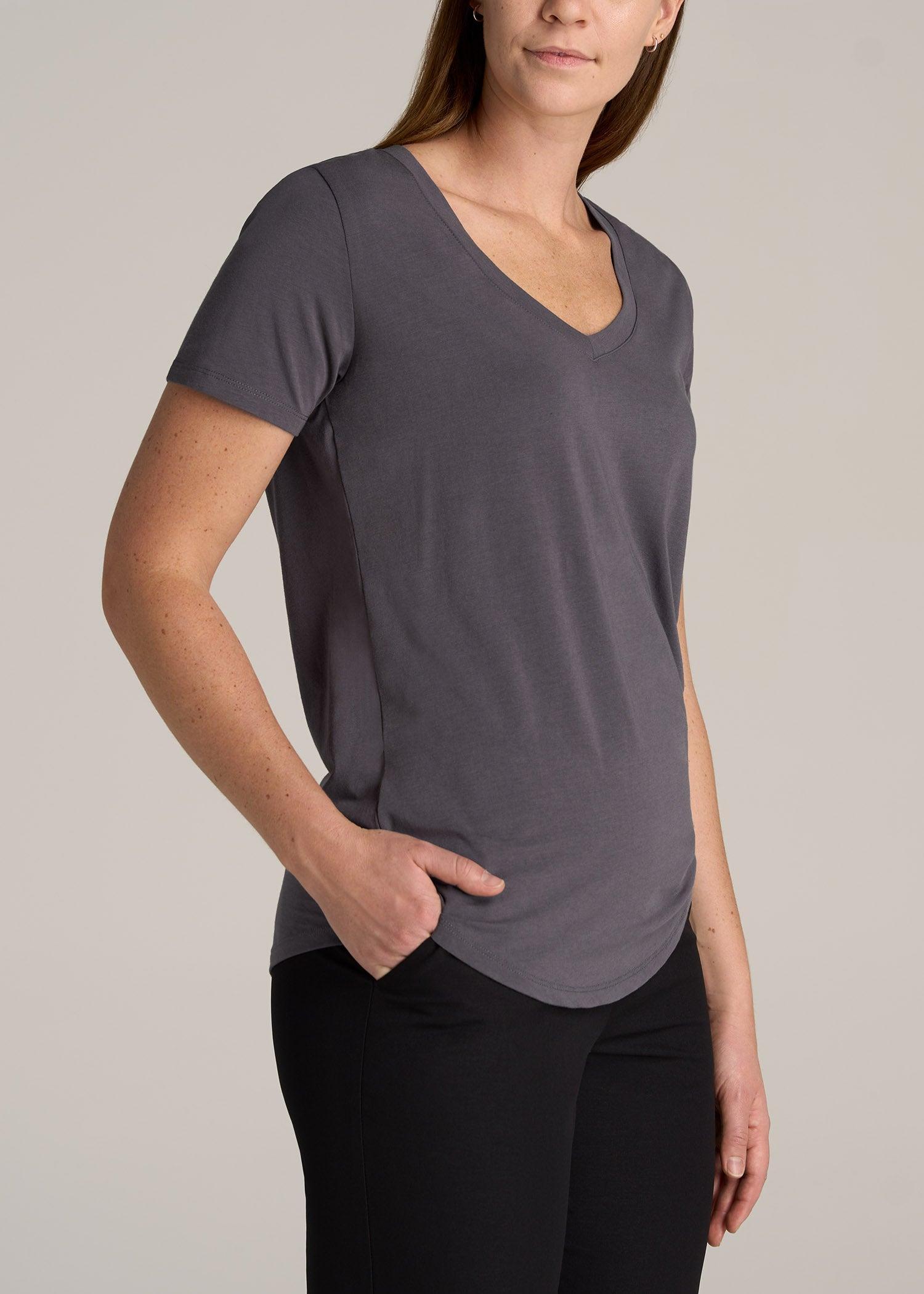 Women's Tall Scoop V-Neck Tee in Charcoal Female Product Image