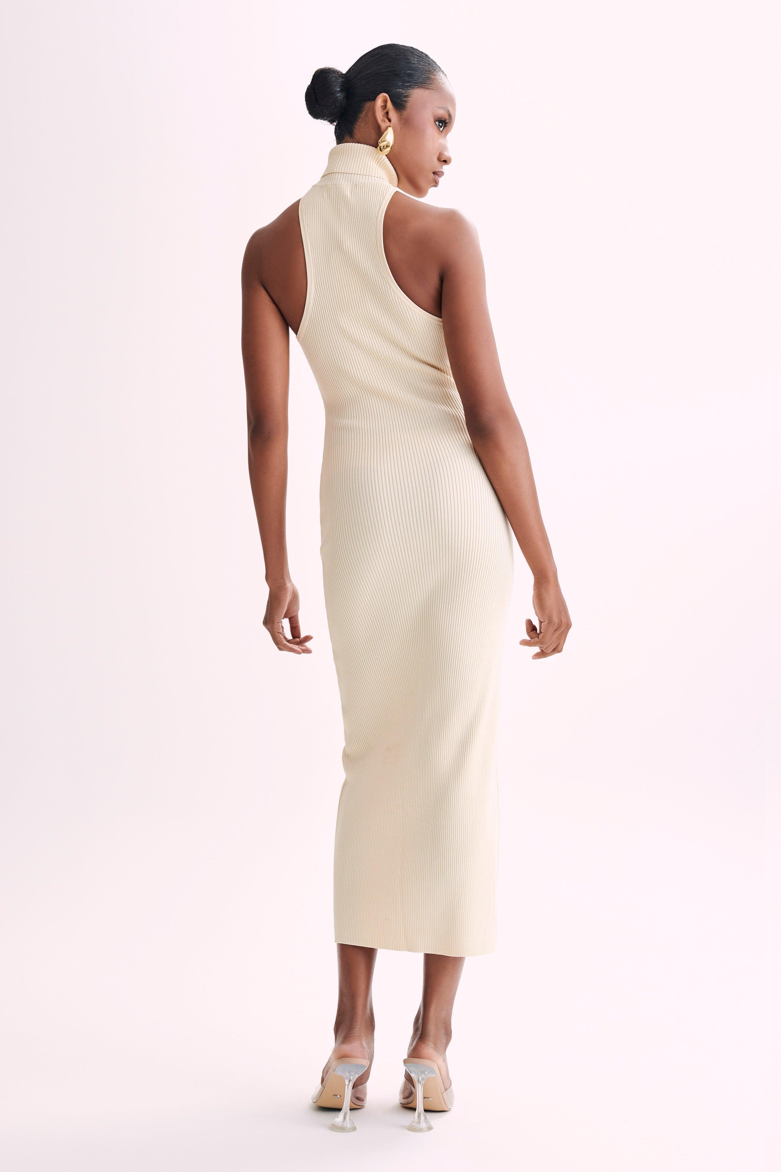 Connie Turtleneck Knit Midi Dress - Cream Product Image