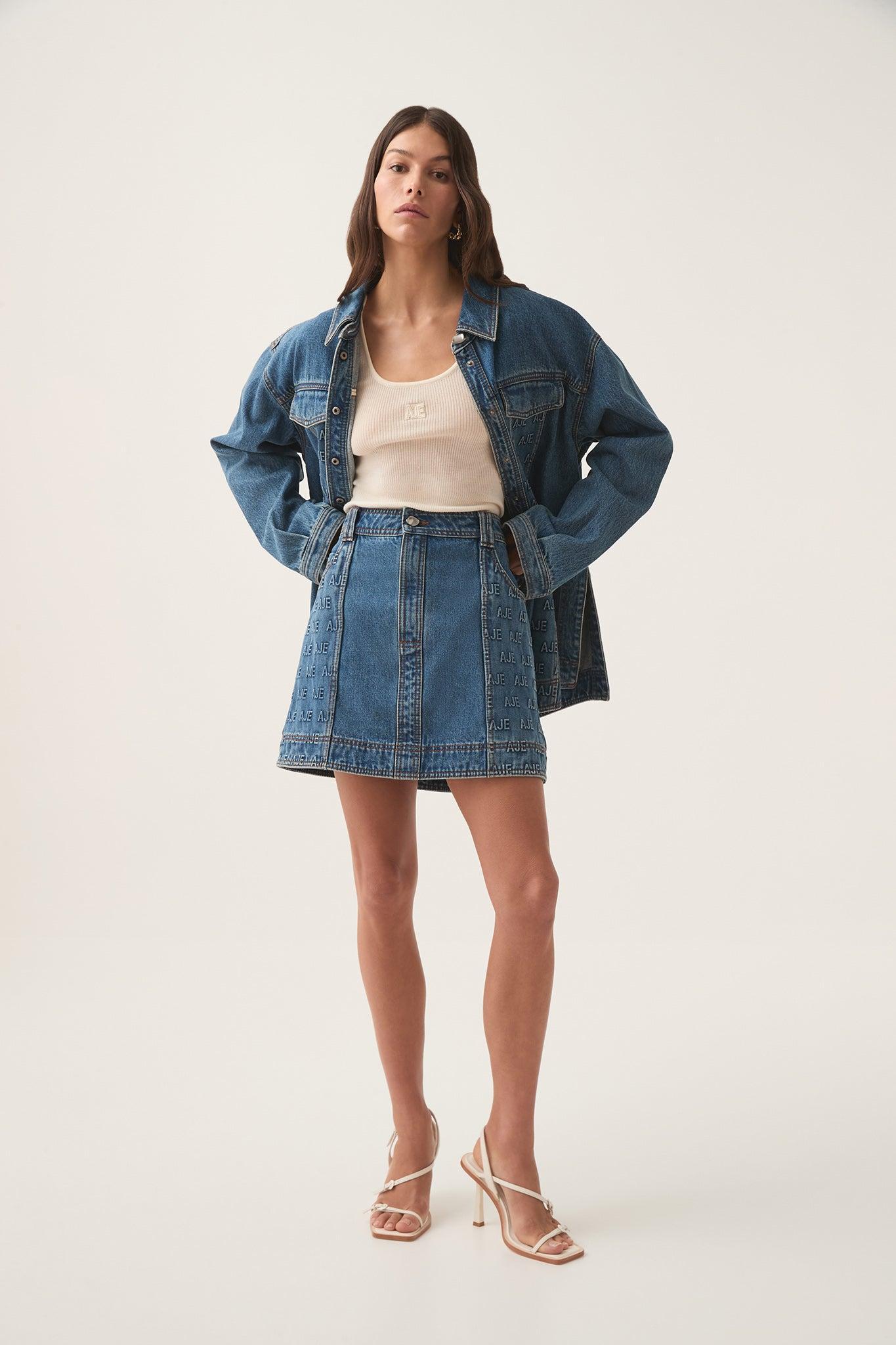 Nika Logo  Denim Mini Skirt Product Image