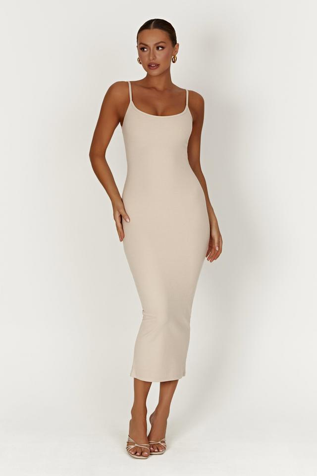 Alexis Ribbed Cami Midi Dress - Cream Product Image